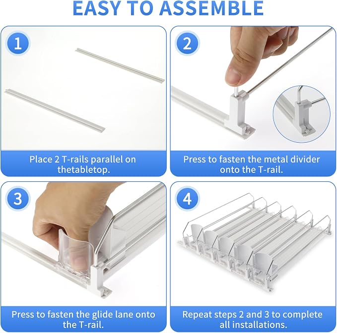 Drink Organizer for Fridge,5 Row Self-Pushing Soda Can Organizer for Refrigerator, Adjustable Can Dispenser for Fridge, Fits 12oz, 16oz & 20oz Cans, Holds Up to 25 Cans - Image 7