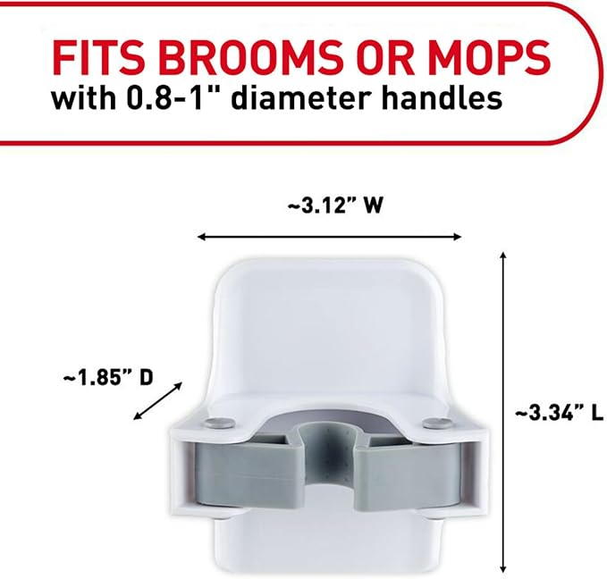 Command Broom and Mop Gripper, 3-Pack, Organize Damage-Free | Damage-Free Hanging Wall Mount Broom and Mop Holder, No Tools Holiday Cleaning Organizer, Holds up to 4 lb - Image 5
