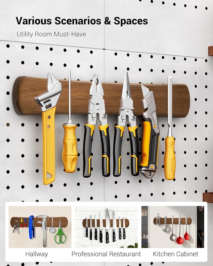 Magnetic Knife Holder, 18 Inch Acacia Wood Knife Strip for Wall or Fridge | Fridge Magnetic or Screw-Mounted, Strong Magnet Secures More Knives, Space-Saving, Kitchen Knife Storage, Housewarming Gift - Image 6