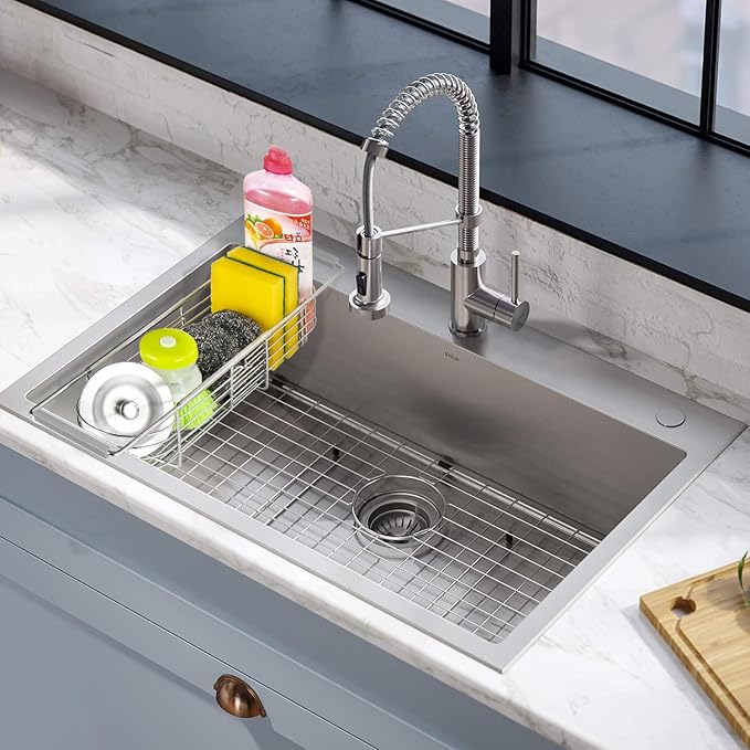 YQh Retractable Sink Drain Rack, 304stainless Steel Expandable Sink Storage Rack, Adjustabl Kitchen Sponge Drying Rack, soap Rack, Breathable Drainage (Adjustable Length 14in-18in) - Image 4