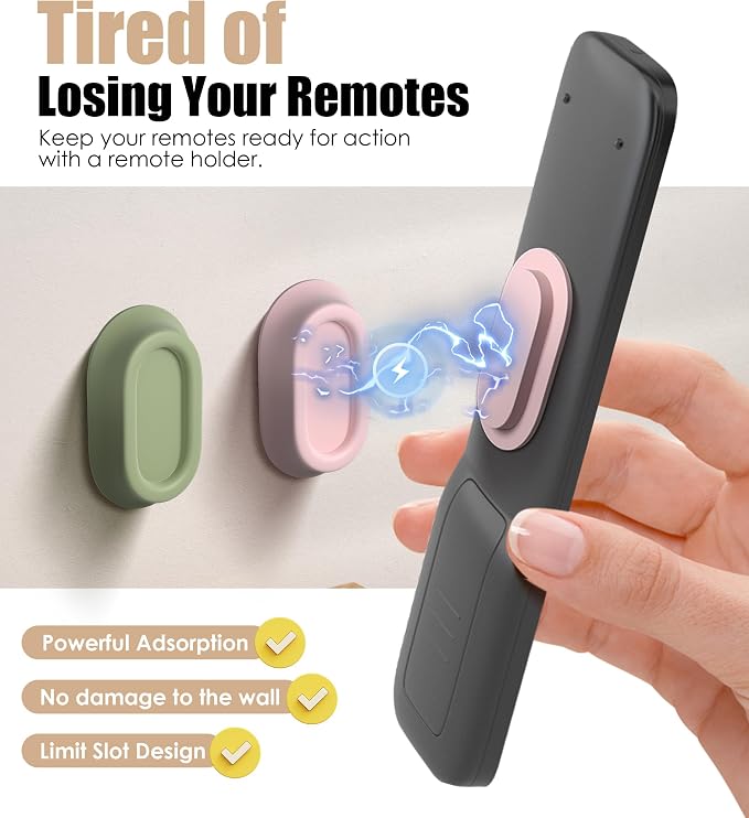 Magnetic Remote Control Holder Wall Mount for TV/Fan-5 Colors | No Drill Self-Adhesive TV Remote Holder for Bed, Silicone Remote Caddy, Bedside Organizer, RV Accessories - Image 4