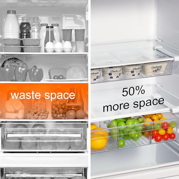 Pull-Out Fridge Drawer Organizer - Under Shelf Storage Bins for Cheese Slices, Deli Meat & Small Items - Space Saving Refrigerator Organizer (2" Height x 8.66" Width) - Image 3