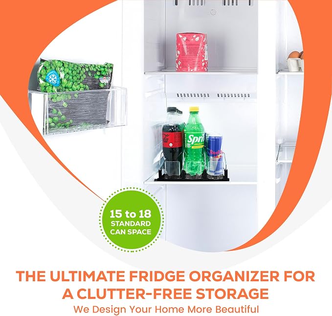 Drink Fridge Organizer, Upgraded Design of Soda Organizer for Refrigerator with Larger Stopper Height. Width Adjustable Automatic Drink Dispenser with Lock Hold 15 Cans (3 Rows, Black) - Image 7