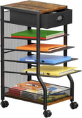 keomaisyto 6-Tier Rolling File Cart with Drawer, Under Desk Storage with Paper Letter Sliding Trays, Standing File Organizer with Wheels, Slim Workspace Organizers for Office/Home/School/Study by keomaisyto