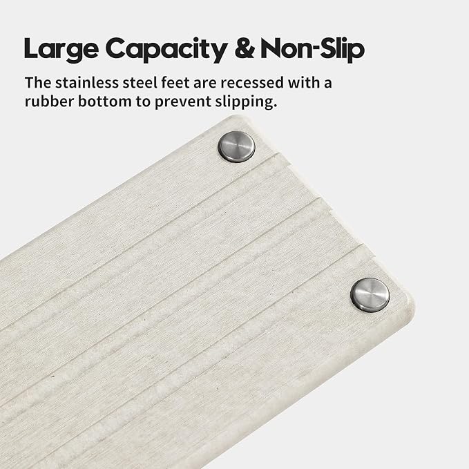 2 Pack Fast Drying Water Absorbing Diatomite Stone Mat Tray for Kitchen & Bathroom Counter - Instant Dry Sink Caddy Organizer - Vanity Holder for Soap and Sponge – Beige Gray 10" x 4" - Image 6