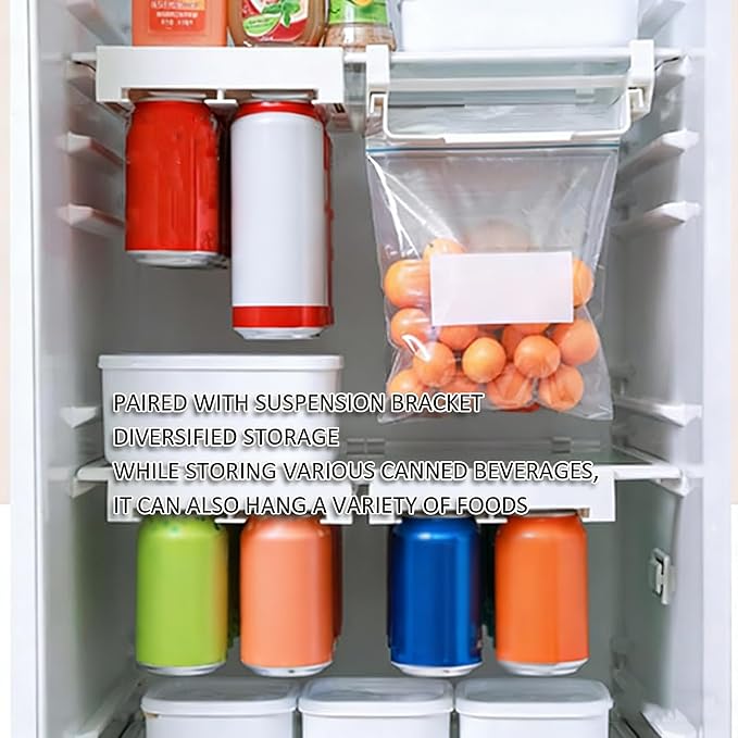 Refrigerator Hanging Can Storage Rack – Creative Slide-in Drink Organizer Shelf for Beer, Soda, and Beverages – Space-Saving Fridge Dispenser Holder, Fits 5.3cm & 5.7cm Diameter Cans - Image 7