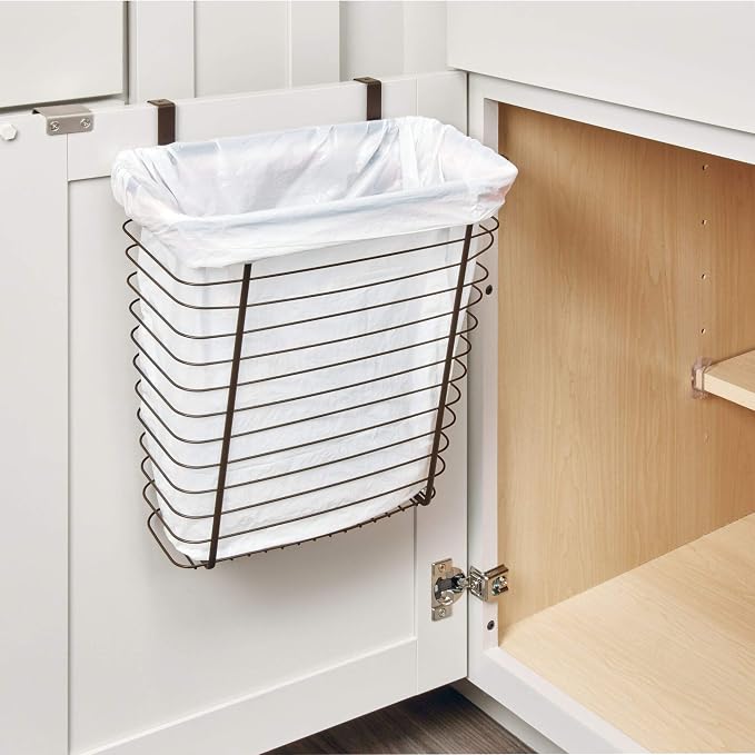 iDesign Steel Over-The-Cabinet Waste Basket or Storage Bin, The Axis Collection, 7.1" x 12.2" x 14.2", Bronze - Image 6