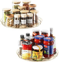 LAMU 2 Pack Lazy Susan Organizer 9 inch Lazy Susan Turntable for Cabinet, Rotating Spice Organization for Cabinet, Kitchen, Table Top, Countertop, Pantry Fridge Organizers and Storage, Amber by YourHome-OrganizationHelper