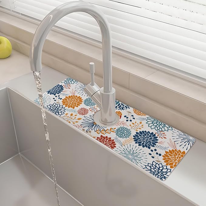 15" X 5.5" Kitchen Sink Splash Guard Faucet Mat Mandala Super Absorbent Fast Drying Faucet Guard & Draining Mat Sink Splash Guard Behind Faucet for Kitchen, Bathroom by Unknown