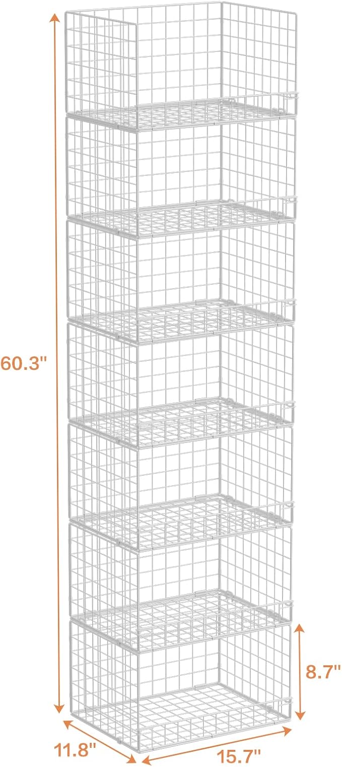 Yociyoga 7-Tier Stackable Closet Organizers and Storage Shelves, Foldable Closet Shelf Organizer System, Stackable Storage Bins Drawers for Closet Organizer System, White（Patent No. 30022416） - Image 3