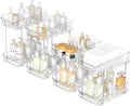 incostar 2 Tier Pull-Out Storage Organizer for Bathroom and Kitchen, Under Sink Organizer with Dividers, Ideal for Organizing Cupboard,Bathroom Vanities,Cabinet, Slide-Out Clear Storage, 4 Pack by INCOSTAR