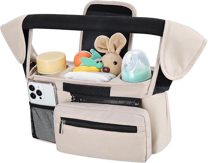 Accmor Universal Stroller Organizer with Insulated Cup Holder Detachable Phone Bag and Shoulder Strap,Stroller Bag Caddy Organizer for Uppababy, Baby Jogger, Britax Strollers by Accmor