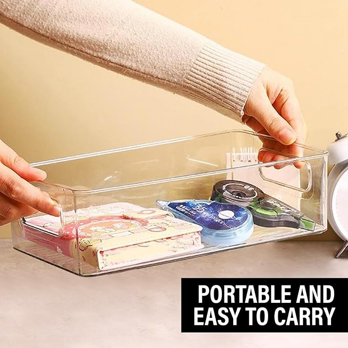 Clear Plastic Storage Bins, Pantry Organizers and Storage, Kitchen Organization and Storage Containers Bins for Organizing, Fridge, Freezer, Bathroom, Pantries, Medicine Cabinet Organizer Bin - Image 6