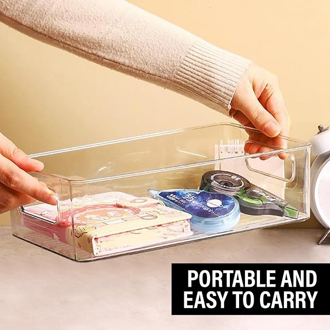 Clear Plastic Storage Bins, Pantry Organizers and Storage or Kitchen Organization and Storage Containers Bins for Organizing, Fridge, Freezer, Bathroom, Pantries, Refrigerator, Cabinet Organizer Bin - Image 7