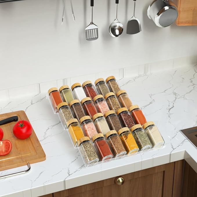 Spice Drawer Organizer 4 Tier, Acrylic Seasoning Organizer Rack, Large | Clear Spice Rack Tray, Kitchen Seasoning Jars Drawers Insert (Jars Not Included/ Expandable From 13" to 26") - Image 7