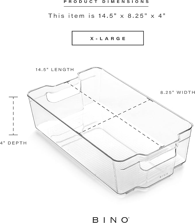 BINO | Stackable Storage Bins, X-Large - 8 Pack | THE STACKER COLLECTION | Clear Plastic Storage Bins | Organization Containers for Pantry & Fridge | Multi-Use Organizer Bin | BPA-Free - Image 3