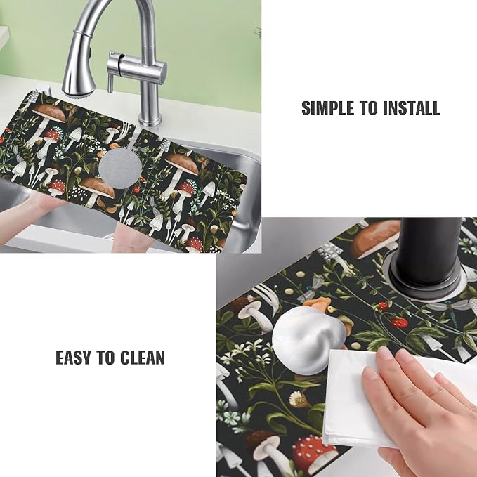Sink Faucet Absorbing Mat, 2 Pack Drying Mat Around Faucet Sink Splash Guard Behind Faucet Sinkmat For Kitchen Bathroom Island Rv 15 * 5.5 Inch (38 * 14 cm) - Image 6