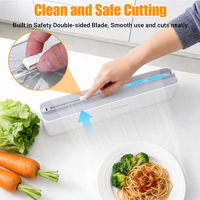 Magnetic Plastic Wrap and Foil Dispenser with Cutter | Magnetic & Adhesive Mounting, Fits for Max 12.8In x 328Ft of Plastic Wrap, 12.8In x 164Ft of Foil & Parchment Paper - Image 5