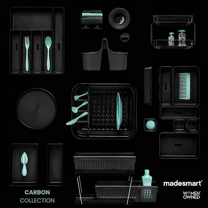 madesmart Collapsible Dish Rack, Foldable Dish Drying Station for Plates, Bowls, Cups & Utensils, Integrated Draining Board, Non Slip Base, Durable & Easy-Clean Kitchen Drying Organizer, Carbon - Image 6