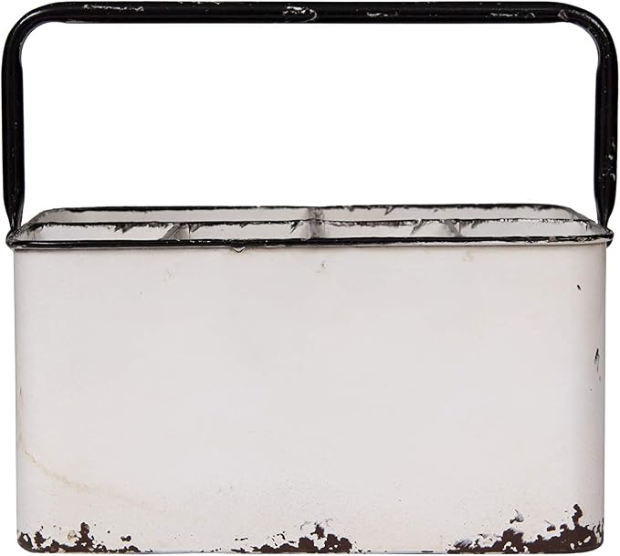 Creative Co-Op Distressed White Metal Caddy with 6 Compartments - Image 6