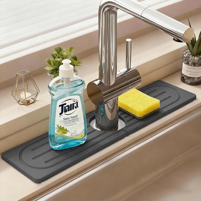 Stone Faucet Mat for Kitchen Sink, Water Absorbing Stone Faucet Splash Guard for Bathroom Counter, Stays Put, Super Absorbent Diatomite Fast Drying, Prevent Moisture for Kitchen Bathroom Counter by NSVNSV