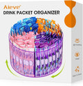AIEVE Purple Drink Packet Organizer, Water Packet Organizer for Powdered Drink Mix, 360° Lazy Susan Turntable Rotating Tea Bag Holder for Kitchen Organization by Aieve