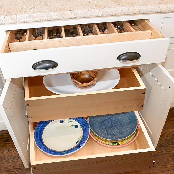 Pull Out Cabinet Organizer 26''W×21''D×16''H Slide Out Drawer | Soft Close Wood Kitchen Pullout Drawers for Cabinets Shelves for Kitchen, 2-Tier, Finished, Heavy-Duty, Bottom Assembly - Image 5
