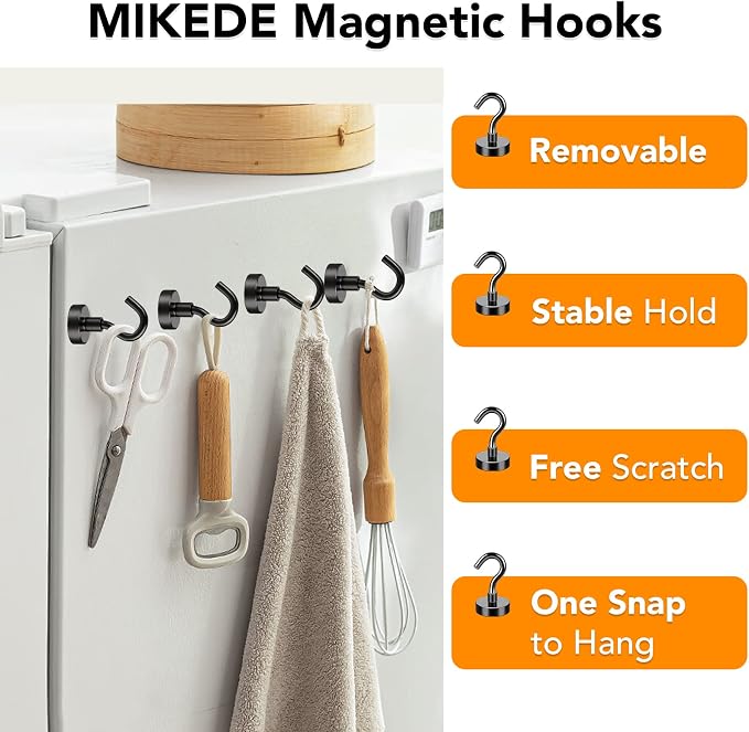 Magnetic Hooks,30Lbs+ Neodymium Black Magnet Hook | Heavy Duty Magnetic Hooks Classroom Must Have, Magnet with Hook for Home, Kitchen Workplace School - 15P - Image 7