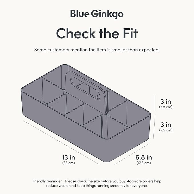 BLUE GINKGO Stackable Organizer Caddy, Long, Grey, Made in Korea | Portable. Adjustable. Home, Office & School Storage. - Image 3