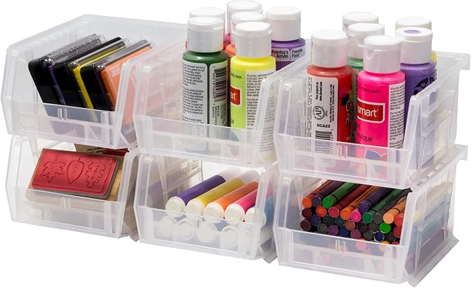 Akro-Mils 30210 AkroBins Plastic Storage Bins, Space-Saving Stackable Bins for Garage, Pantry, Craft Organization, 5" x 4" x 3", Clear, 6-Pack - Image 7