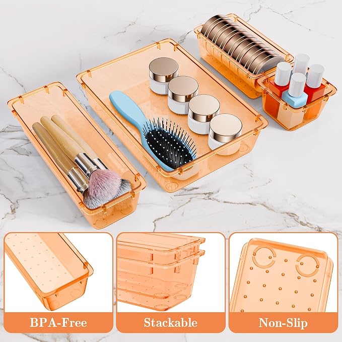 SpaceHacks 25 PCS Plastic Drawer Organizer, 4-Size Versatile Organizer Trays & storage Bins - Image 3