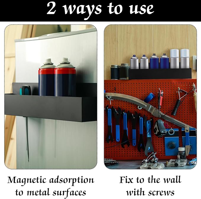 Gisafai 2 Pcs Magnetic Aerosol Spray Can Holder Heavy Duty Magnet Toolbox Bottle Holder Easy Install Spray Can Organizer Wall Mounted Bottle Rack for Garage(16.54 x 3.15 x 4.33 Inch,Black) - Image 5