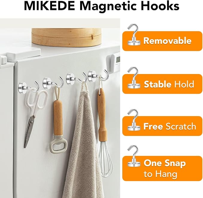 Magnetic Hooks 50Lbs Heavy Duty Magnets with Hook for Cruise Cabin | Strong Magnet Hooks for Hanging Super Metal Magnetic Hanger for Grill Fridge Kitchen Pack of 25 - Image 2