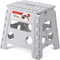 13" Folding Step Stool, Non-Slip Foldable Stools for Adults, Gray | Heavy Duty Portable Collapsible Foot Stepping Stool, Holds 300 lb for Kitchen Bathroom Outdoor, Lightweight, Built-in Handle by ACSTEP