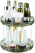 2 Tier Diamond Lazy Susan Bathroom Organizer Countertop, 9.25Inch Clear 360 Rotating Makeup Organizer for Cabinet, Kitchen, Pantry, Countertop, Bathroom, Skincare Perfume Organizer and Storage by ANNIYA