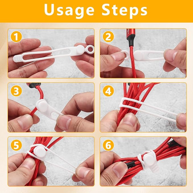 10 Pcs Silicone Cable Ties, Reusable Cord Organizer. | High Elasticity Cable Management Straps for Home Office Kitchen Appliances Cords Wires - Image 3