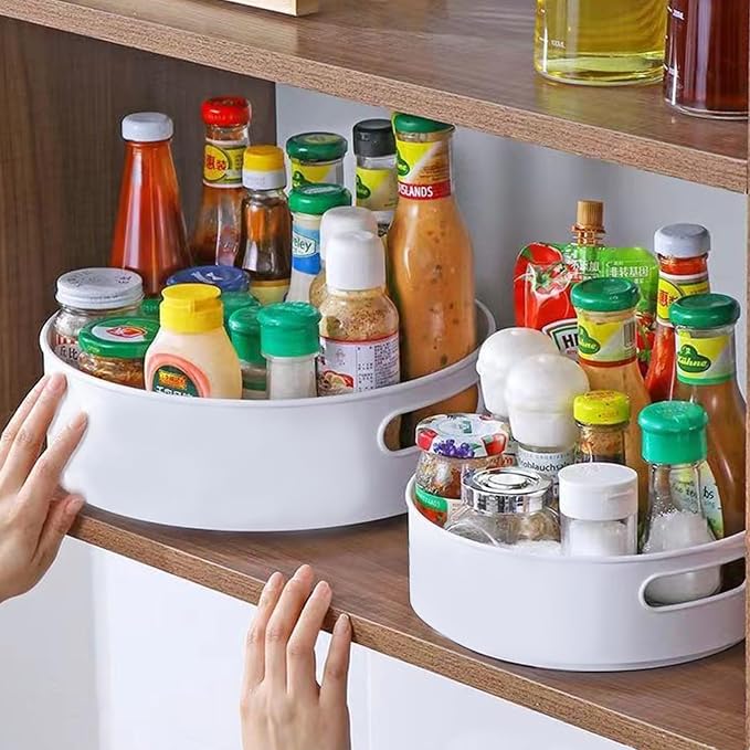 Lazy Susan Turntable 8.66 in 360 ° Rotates Multipurpose Round Turntable for Cabinet, Pantry, Kitchen, Countertop, Fridge, Bathroom Organizer (Small) - Image 3