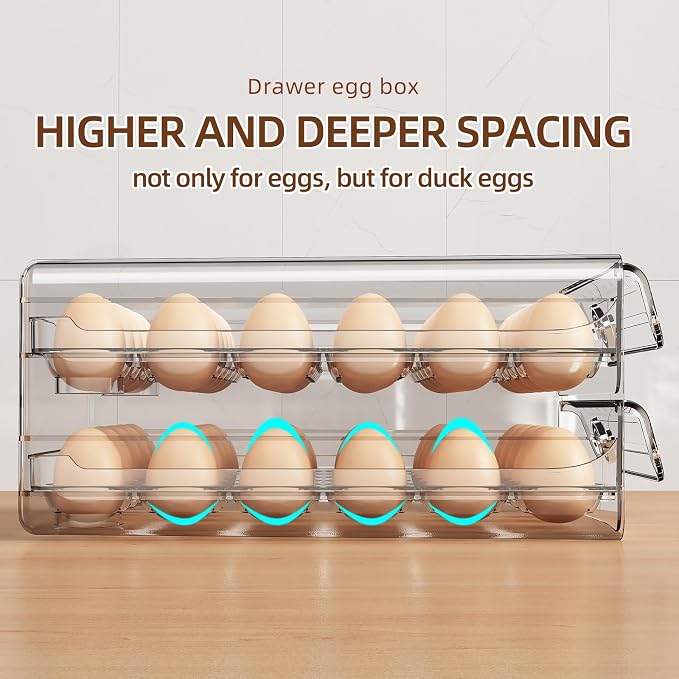 60 Egg Holder for Fridge, Egg Container for Refrigerator, Stackable Egg Storage Container, Egg Fresh Storage Box for Fridge, 2Layers Egg Tray, Clear Egg Organizer, BPA Free - Image 5