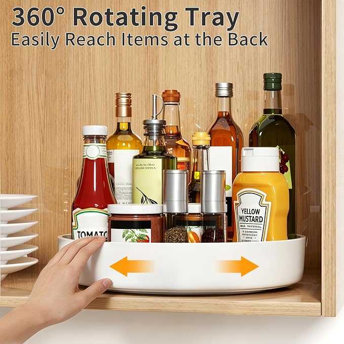 Lazy Susan Organizer Turntable, 11.8" Rotating Spice Rack Organization with Non-Slip Base & Raised Lip, Pantry Organizers and Storage for Cabinet, Kitchen, Bathroom, Countertop, Refrigerator - Image 2
