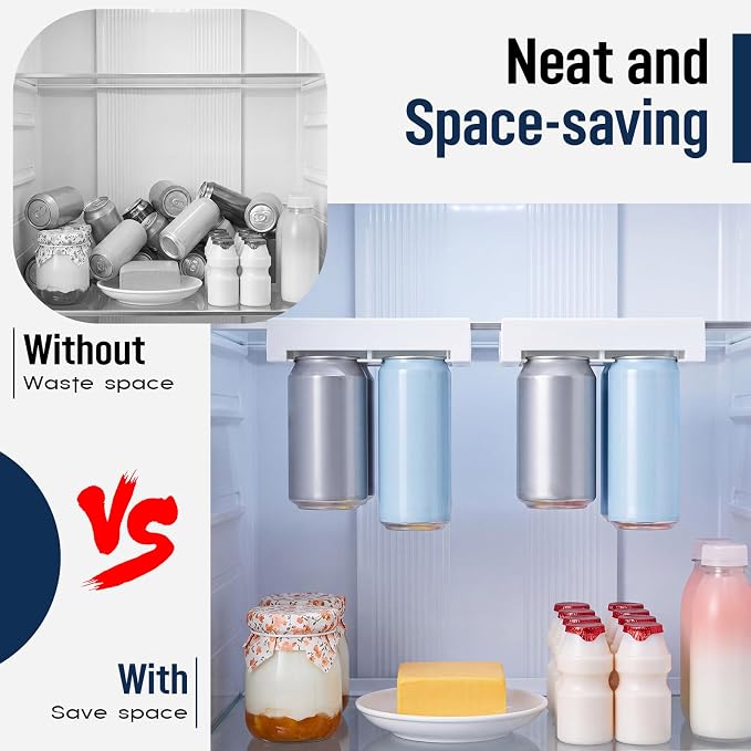 Novabright 4 Pack Hanging Soda Can Organizer Pull out Drawer Can Holder Space Saving Storage Rack for 2 Inch Beverage Drink Beer Seltzer Fridge Freezer - Image 5