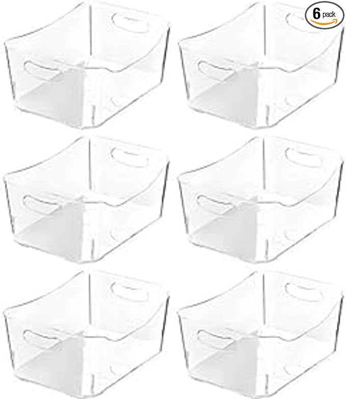 YBM HOME Storage Bins - Clear Plastic Organizers and Baskets for Kitchen Pantry, Bathroom, Toys and Food Storage (Small - 6 Pack) by YBMHome