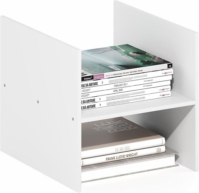 Furinno Cubicle H-Shelf Cube Insert, 2-Tier Cube Organizer, White | 12.9W x 12.9H, Shelf Accessory, Fits into Furinno Triple Thick Cubes, IKEA Kallax, for Organizers and Storage by Furinno-FitsYourSpaceFitsYourBudget