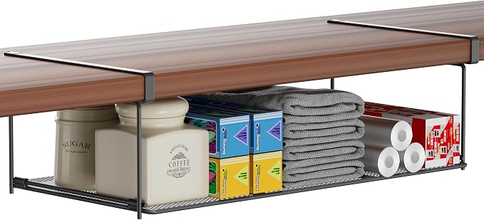 Foldable Metal Under Cabinet Organizer,Multi-Functional Hanging Storage Rack for Aluminum Foil,Plastic Wrap,Kitchen Wipes,Space-Saving,Tool-Free Install,Rust-Resistant,Ideal for Kitchen (Black) by MATIMASU