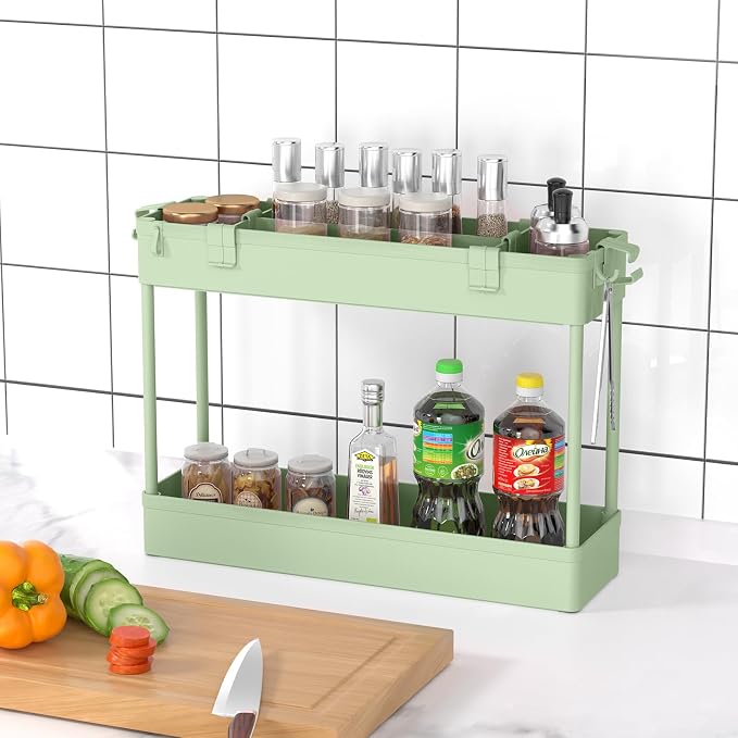 Slim Storage Cart 3 Tier,Bathroom Organizer Rolling Utility,Mobile Shelving Unit Slide Out for Office, Kitchen, Laundry Room & Narrow Places，Green - Image 6