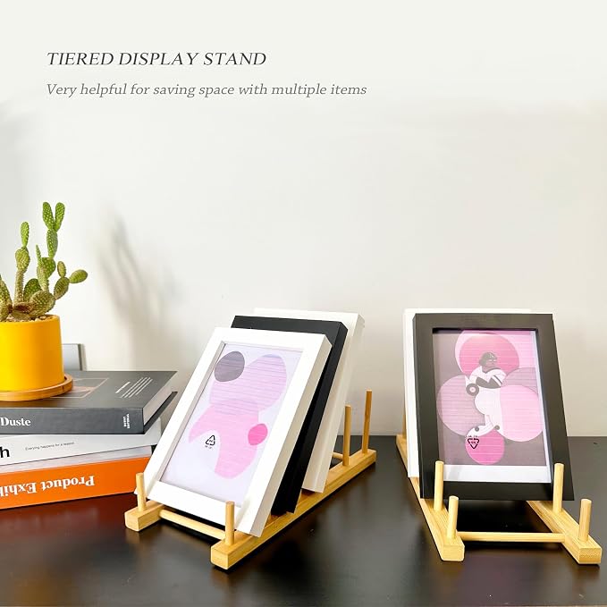 Plate Display Stands, 2 Pack 5-Slot Wooden Plate Holder Organizer | Sturdy Craft Show Display Stand for Art Prints, Book, Photo, Picture Frame, Plaque, Platter and Tabletop Decor - Image 5