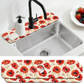 2 Pcs Kitchen Sink Splash Guard Faucet Mat Papaver Rhoeas Pattern Faucet Mat for Sinks Absorbing Drying Mats for Kitchen Bathroom by CONCHLERY%E6%97%97%E8%88%B0%E5%BA%97