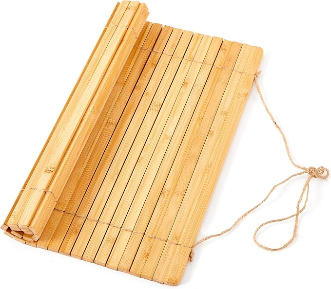 Wooden Dish Drying Rack, 17.8 x 16 Inch Roll up Kitchen Over Sink Dish Drying Rack for Dishes, Plates, Bowls, Wooden Cover Counter Space, Crack Resistant Drainer, Kitchen Supplies(Natural) by Maxdot