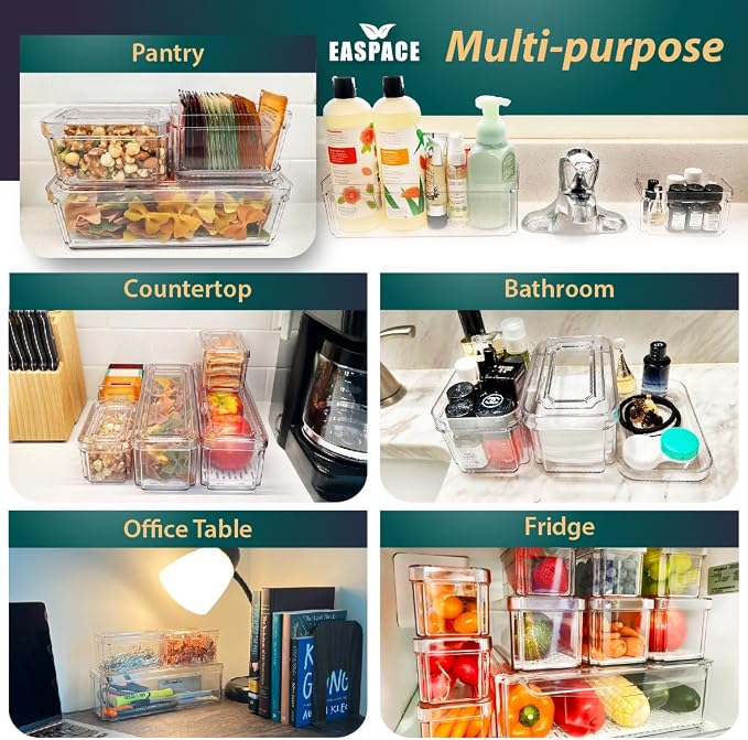 Fridge Organizer Bins with Drawer, 10-Pack Clear Stackable Container Set, BPA-Free Plastic Refrigerator Storage Containers for Food, Fruits, Vegetables, Meats, Salads (Multi-Purpose) - Image 6