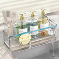 Extra Large Extendable Sponge Holder for Kitchen Sink Caddy Organizer | Rustproof Sink Caddy Organizer with High Brush Holder, Dish Soap Dispenser Organizers and Storage (Black) by Aurblozen