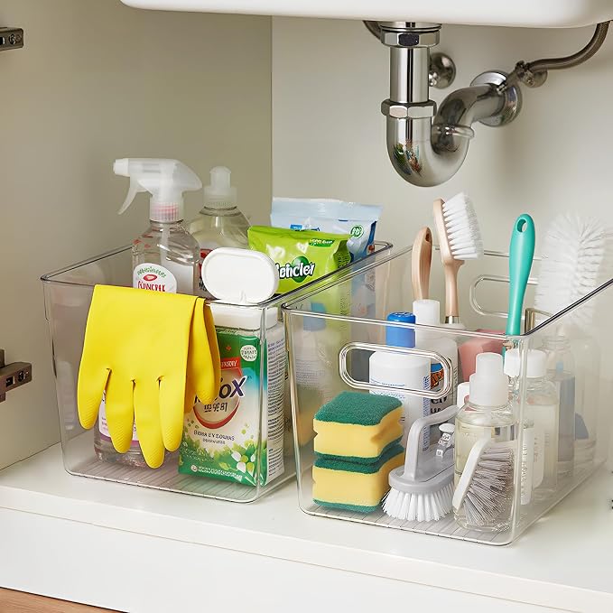 Clear Fridge Organizer Bins with Handles, 4 Pack Large 11.5×7.5×6 Inch | Clear pantry food storage bins with handles, ideal for kitchen, countertops, cabinets, fridge and freezer - Image 4